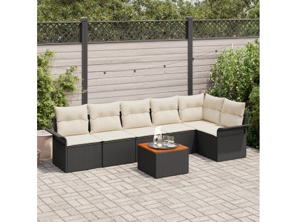 Sada zahradních pohovek 7 pcs Černá Poly ratan