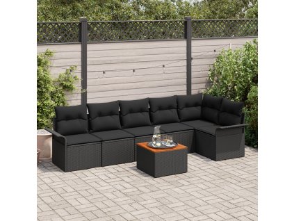 Sada zahradních pohovek 7 pcs Černá Poly ratan