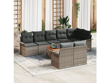 Sada zahradních pohovek 9 pcs Šedá Poly ratan