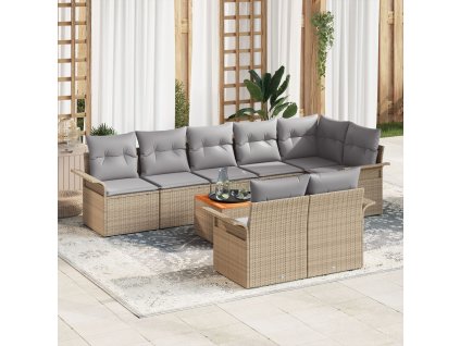 Sada zahradních pohovek 9 pcs Béžová Poly ratan