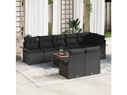 Sada zahradních pohovek 9 pcs Černá Poly ratan