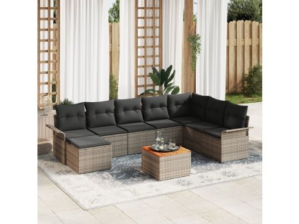 Sada zahradních pohovek 9 pcs Šedá Poly ratan