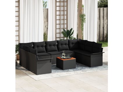 Sada zahradních pohovek 10 pcs Černá Poly ratan