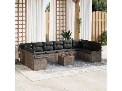 Sada zahradních pohovek 11 pcs Šedá Poly ratan