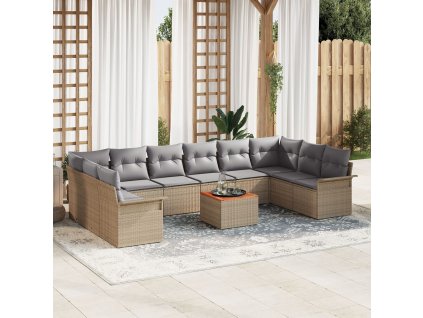 Sada zahradních pohovek 11 pcs Béžová Poly ratan