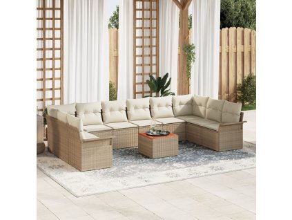 Sada zahradních pohovek 11 pcs Béžová Poly ratan