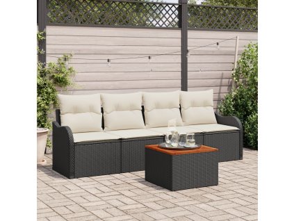 Sada zahradních pohovek 5 pcs Černá Poly ratan