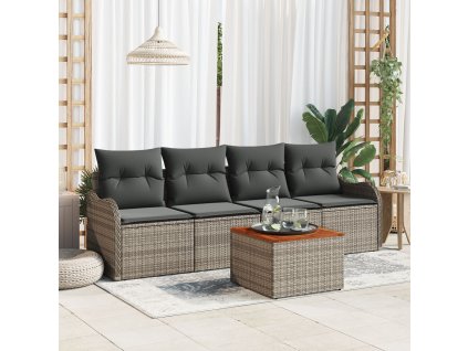 Sada zahradních pohovek 5 pcs Šedá Poly ratan