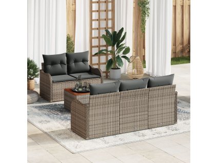 Sada zahradních pohovek 6 pcs Šedá Poly ratan