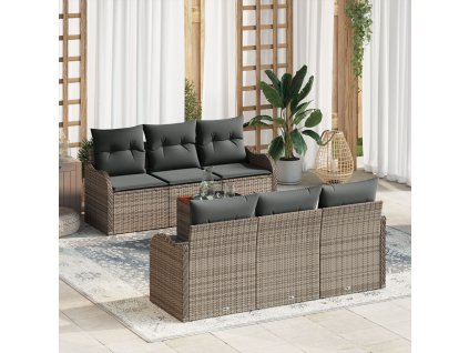 Sada zahradních pohovek 7 pcs Šedá Poly ratan