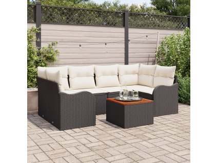 Sada zahradních pohovek 7 pcs Černá Poly ratan