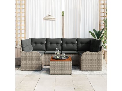 Sada zahradních pohovek 7 pcs Šedá Poly ratan