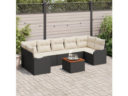 Sada zahradních pohovek 8 pcs Černá Poly ratan