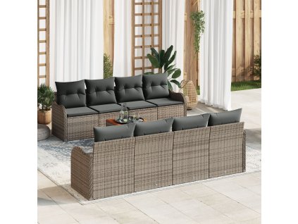 Sada zahradních pohovek 9 pcs Šedá Poly ratan