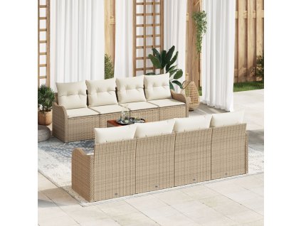 Sada zahradních pohovek 9 pcs Béžová Poly ratan