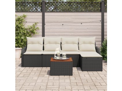 Sada zahradních pohovek 6 pcs Černá Poly ratan