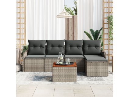 Sada zahradních pohovek 6 pcs Šedá Poly ratan