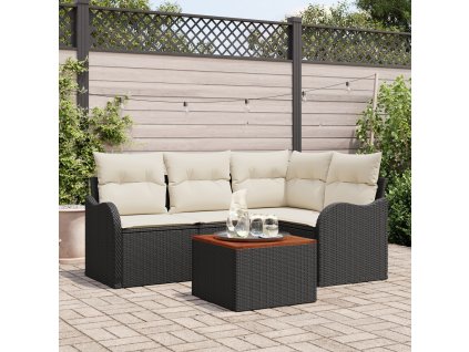 Sada zahradních pohovek 5 pcs Černá Poly ratan