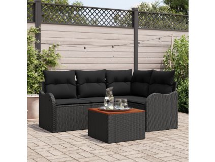 Sada zahradních pohovek 5 pcs Černá Poly ratan