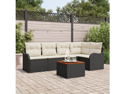 Sada zahradních pohovek 6 pcs Černá Poly ratan