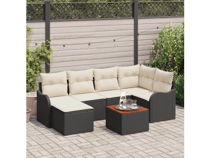 Sada zahradních pohovek 7 pcs Černá Poly ratan