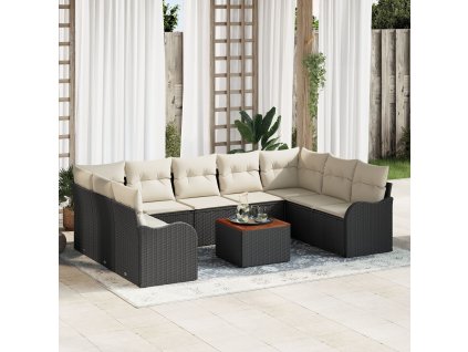 Sada zahradních pohovek 10 pcs Černá Poly ratan