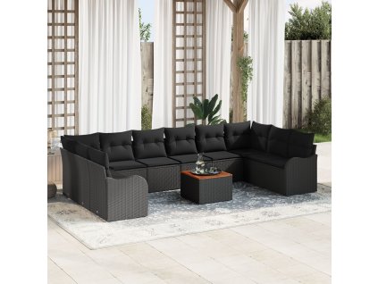 Sada zahradních pohovek 11 pcs Černá Poly ratan