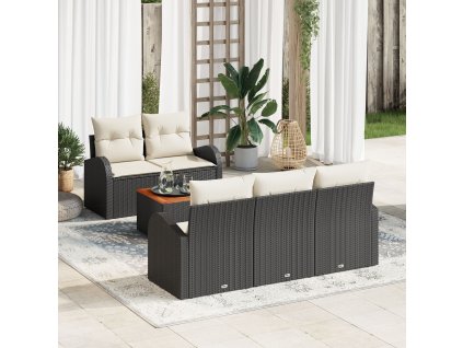 Sada zahradních pohovek 6 pcs Černá Poly ratan