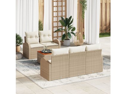 Sada zahradních pohovek 6 pcs Béžová Poly ratan