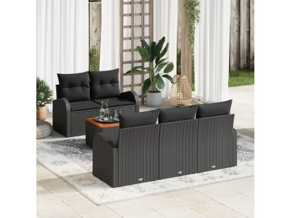 Sada zahradních pohovek 6 pcs Černá Poly ratan