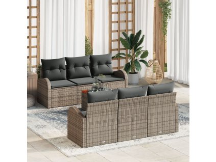 Sada zahradních pohovek 7 pcs Šedá Poly ratan