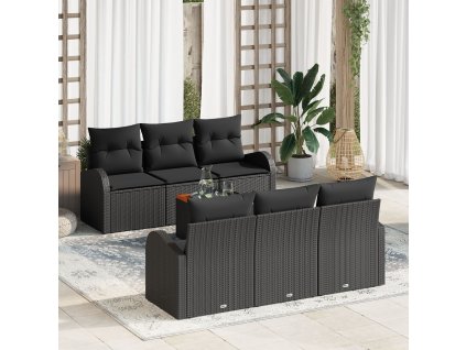 Sada zahradních pohovek 7 pcs Černá Poly ratan