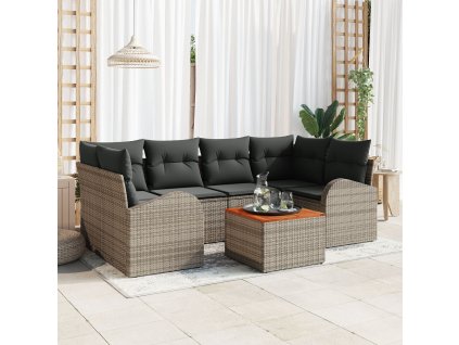 Sada zahradních pohovek 7 pcs Šedá Poly ratan