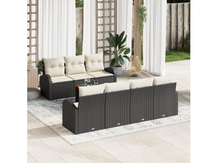 Sada zahradních pohovek 8 pcs Černá Poly ratan