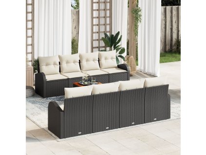 Sada zahradních pohovek 9 pcs Černá Poly ratan