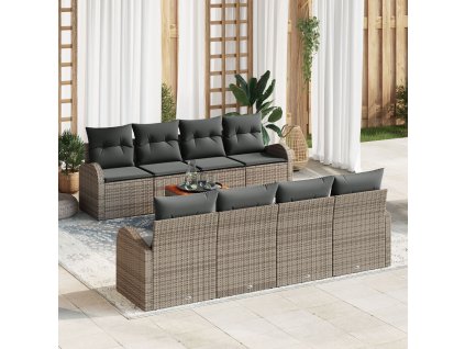 Sada zahradních pohovek 9 pcs Šedá Poly ratan