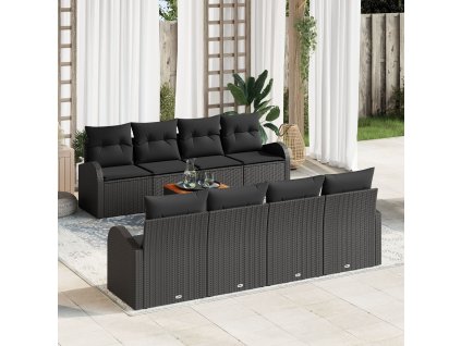 Sada zahradních pohovek 9 pcs Černá Poly ratan