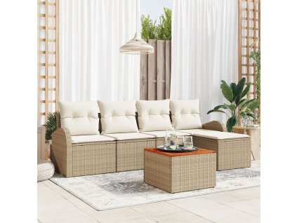 Sada zahradních pohovek 6 pcs Béžová Poly ratan