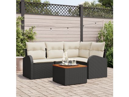 Sada zahradních pohovek 5 pcs Černá Poly ratan