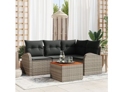 Sada zahradních pohovek 5 pcs Šedá Poly ratan