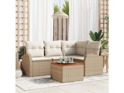 Sada zahradních pohovek 5 pcs Béžová Poly ratan