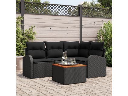 Sada zahradních pohovek 5 pcs Černá Poly ratan