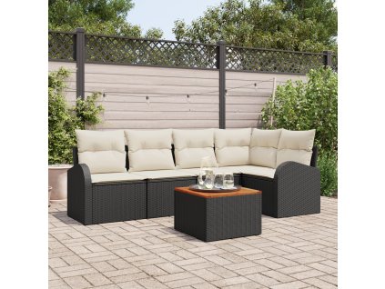 Sada zahradních pohovek 6 pcs Černá Poly ratan