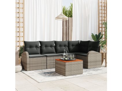 Sada zahradních pohovek 6 pcs Šedá Poly ratan