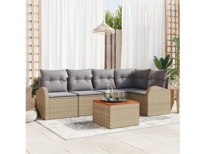 Sada zahradních pohovek 6 pcs Béžová Poly ratan