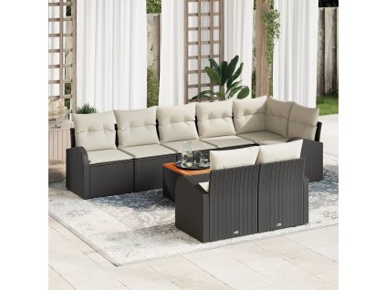 Sada zahradních pohovek 9 pcs Černá Poly ratan