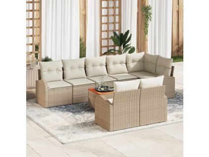 Sada zahradních pohovek 9 pcs Béžová Poly ratan