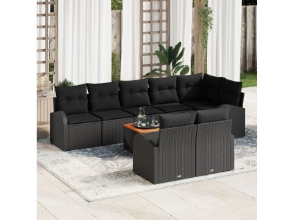 Sada zahradních pohovek 9 pcs Černá Poly ratan