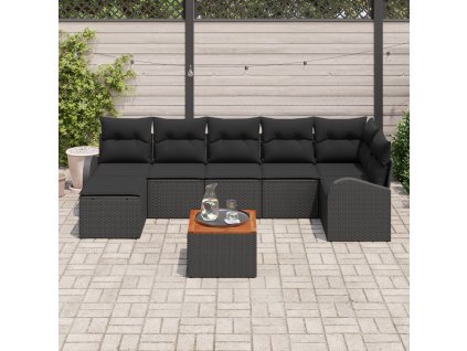 Sada zahradních pohovek 8 pcs Černá Poly ratan
