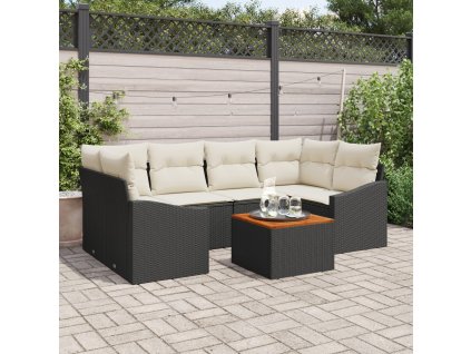 Sada zahradních pohovek s polštářem 7 pcs Černá Poly ratan